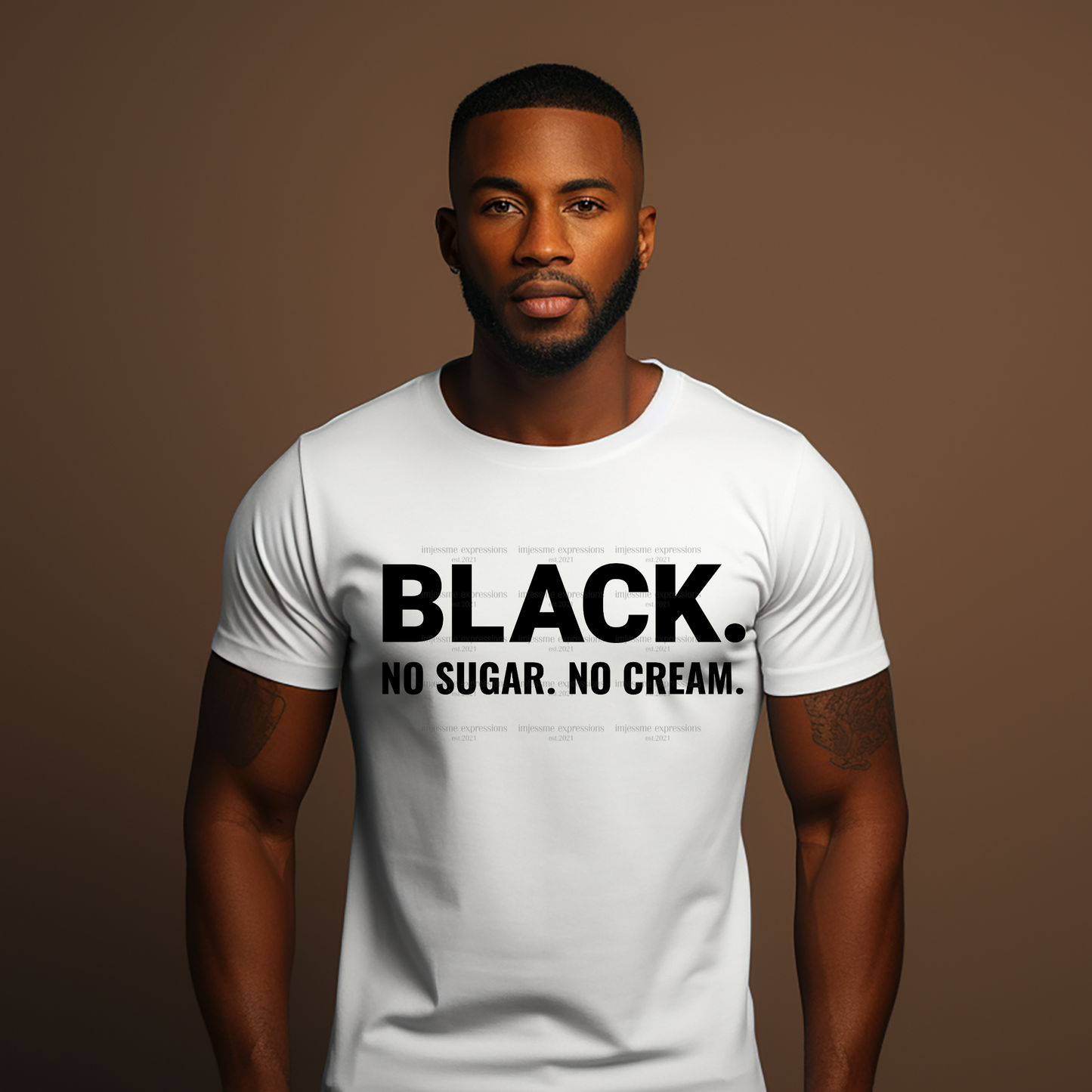 Black. No Sugar. No Cream. - Word Art Sublimation Graphic Tee