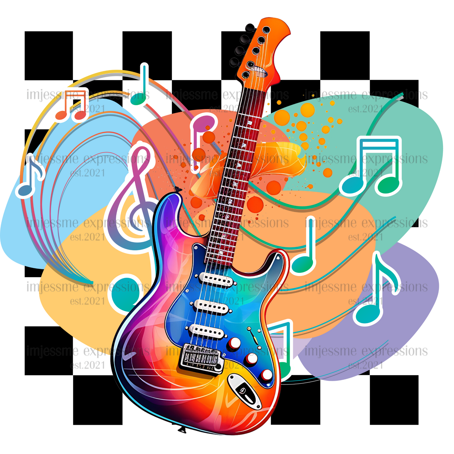 Funky Guitar - Vintage Music Sublimation Graphic Tee