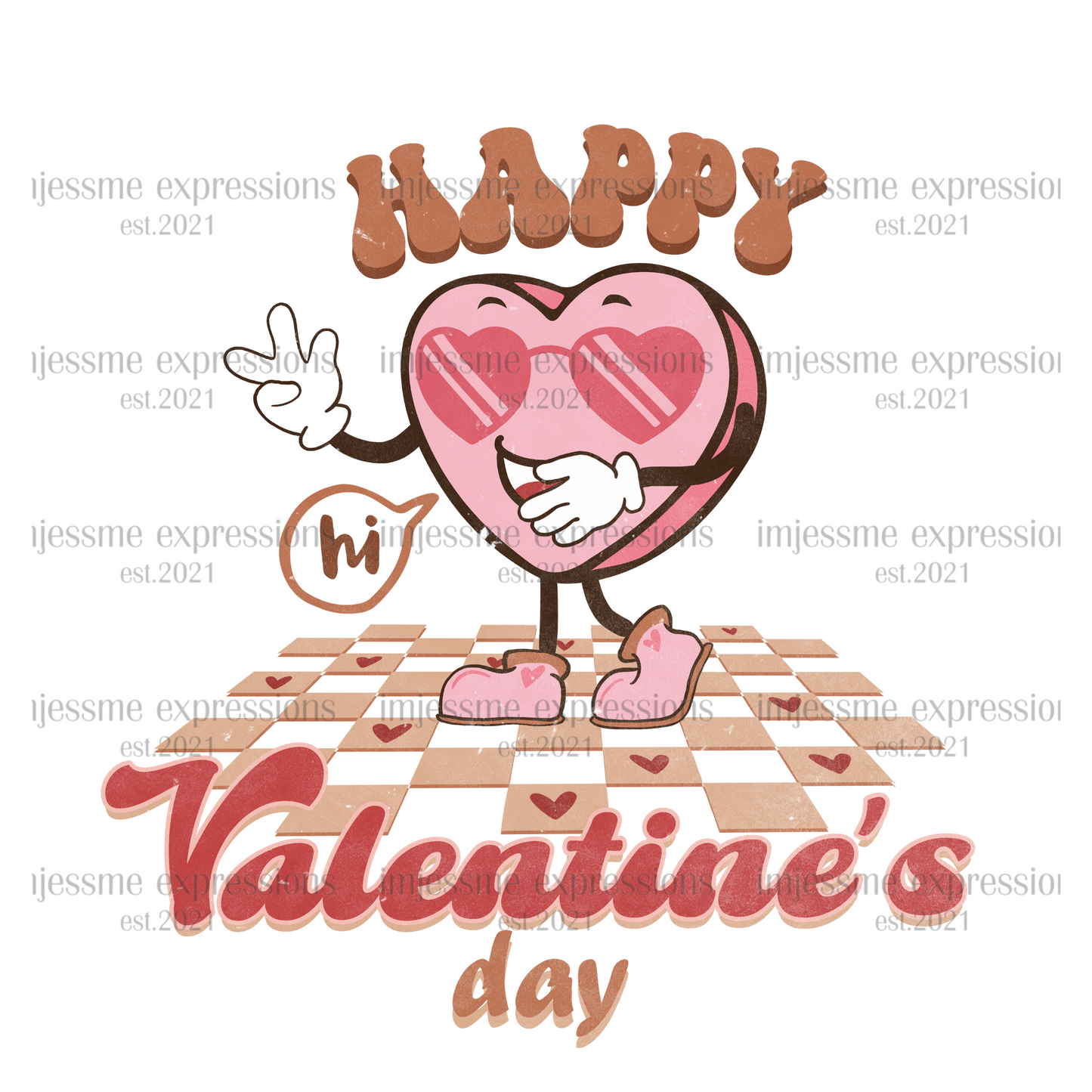 Retro-Happy Valentine's Day - DTF Valentine's Day Graphic Sweater