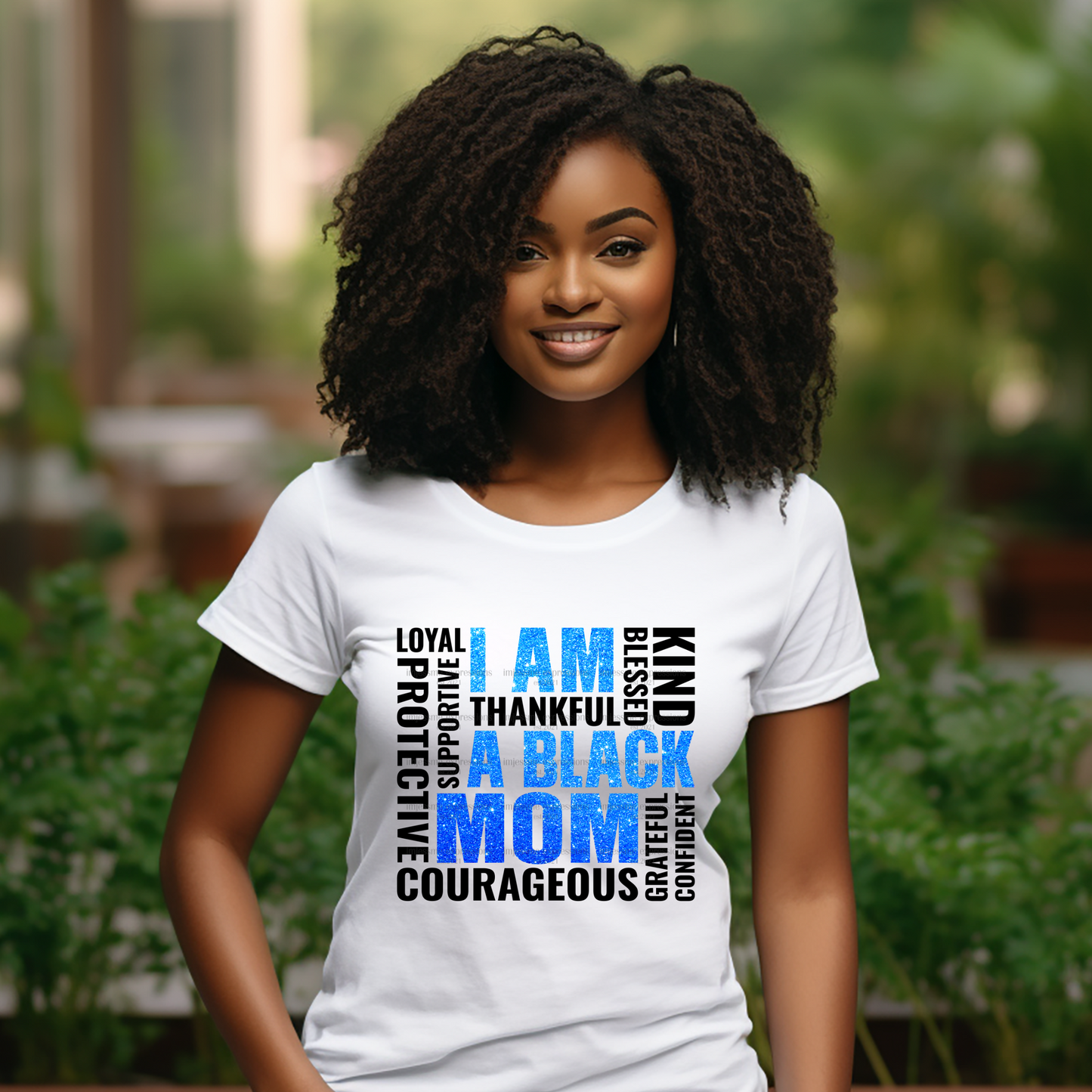 I am a Black Mom Blue - Word Art Sublimation Graphic Tee