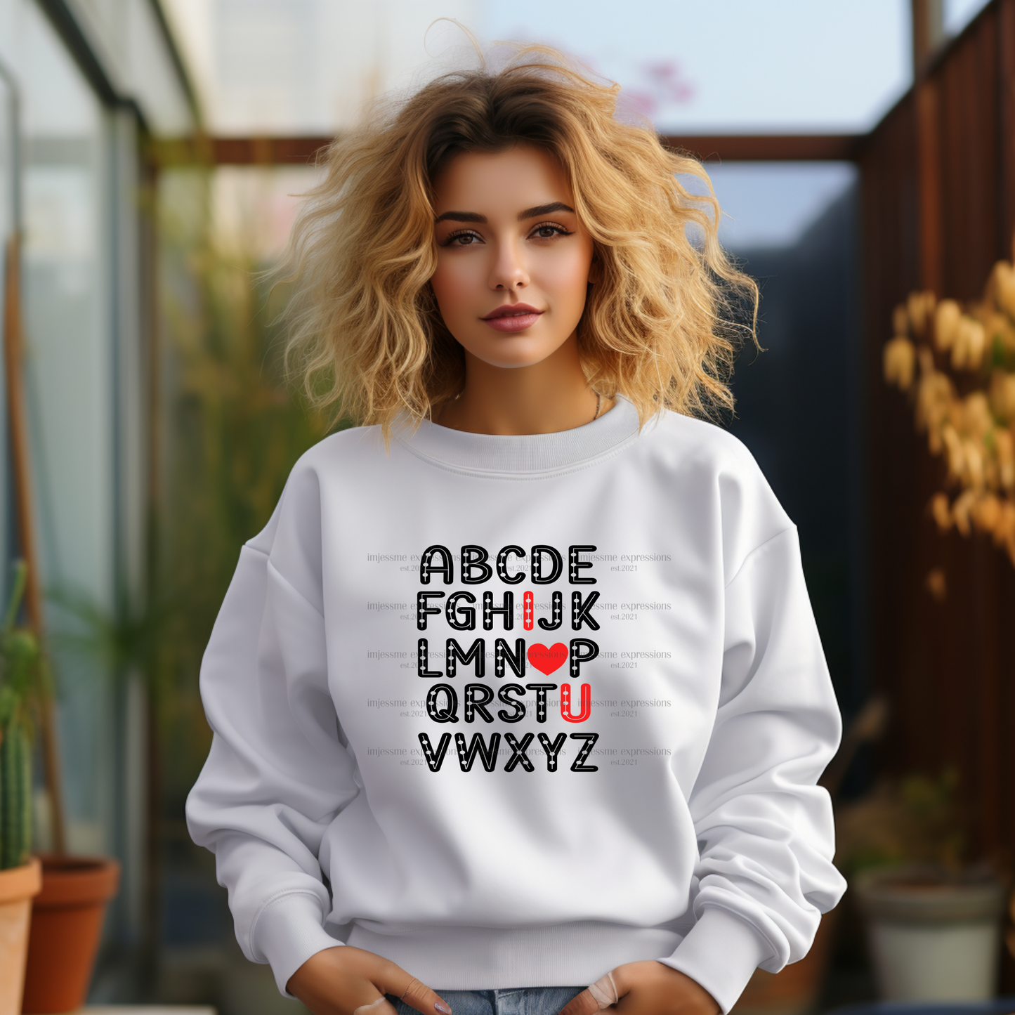 I Heart U Alphabet -DTF Valentine's Day Graphic Sweater
