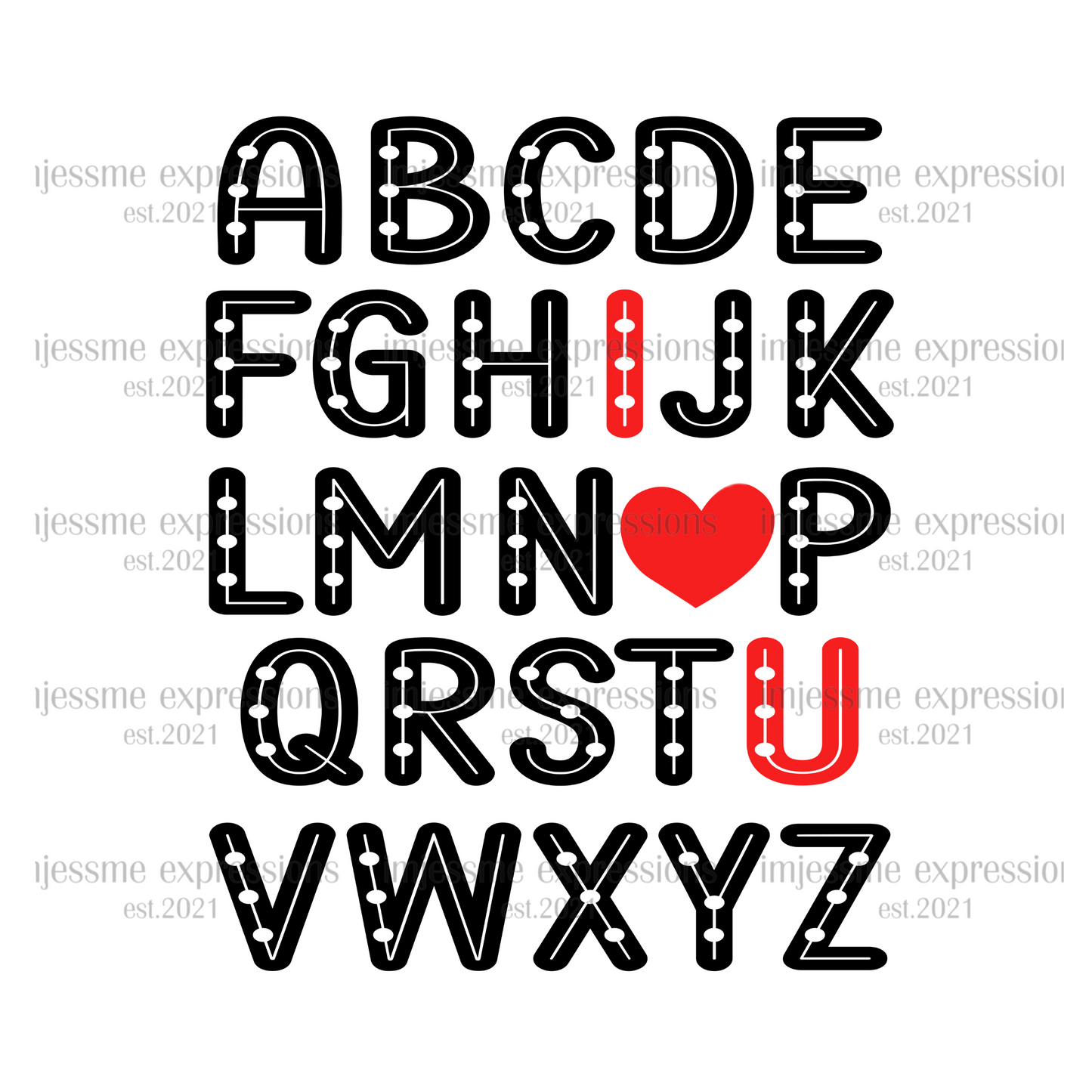 I Heart U Alphabet -DTF Valentine's Day Graphic Sweater