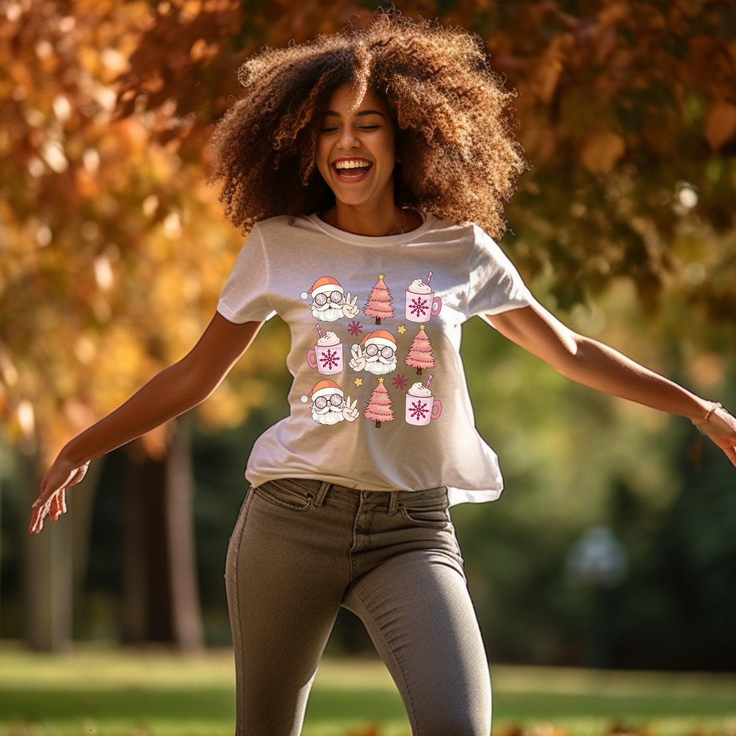 Retro-Peace Santa, Cocoa, Christmas Tree - Graphic Tee