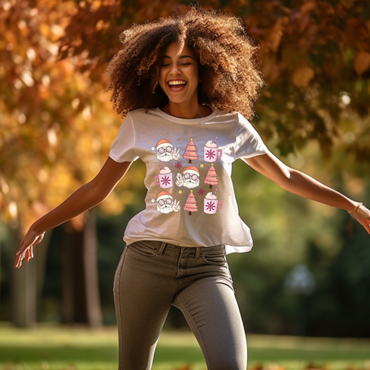 Retro-Peace Santa, Cocoa, Christmas Tree - Graphic Tee
