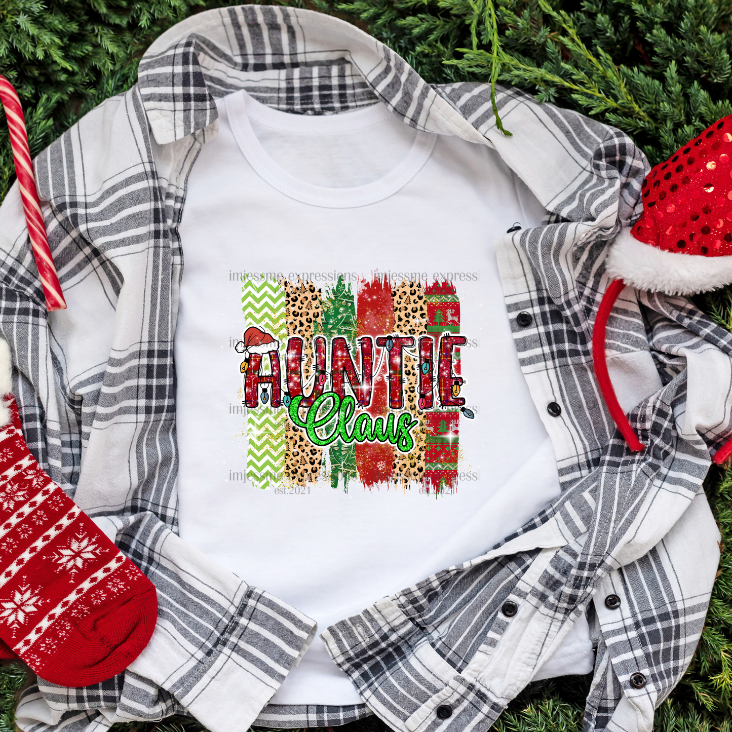 Auntie 2 - "Claus" Matching Christmas Graphic Tee