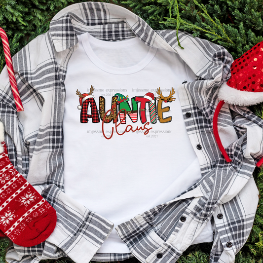 Auntie - "Claus" Matching Christmas Graphic Tee