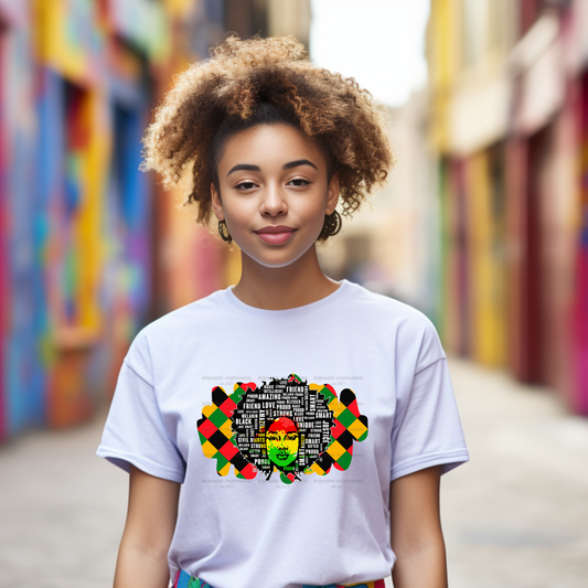 Black History Woman with Words - Sublimation Graphic Tee