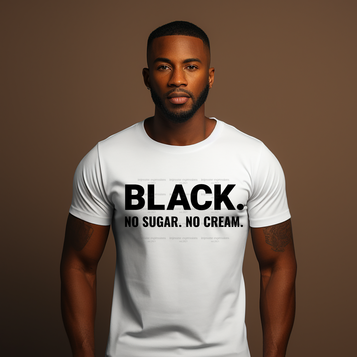 Black. No Sugar. No Cream.  - Word Art Sublimation Graphic Tee