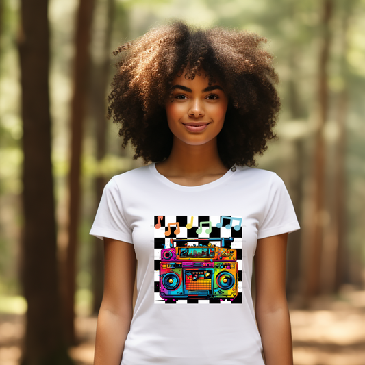 Watercolor Boom Box - Vintage Music Sublimation Graphic Tee