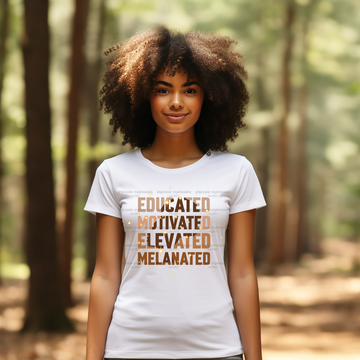 Educated, Motivated, Elevated, Melanated - Melanin Magic Sublimation Graphic Tee