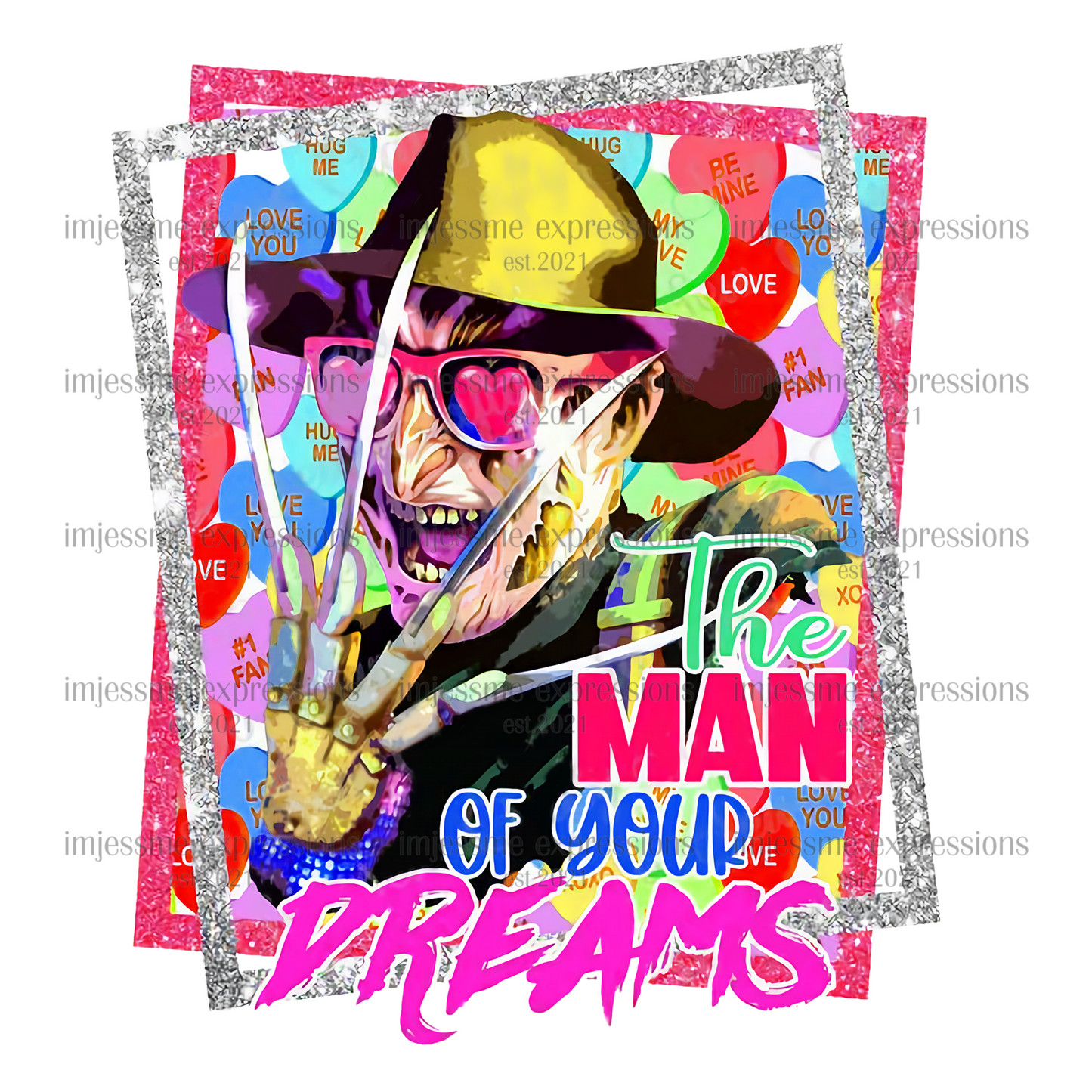 Freddy, Man of Your Dreams - Scary Valentine Sublimation Graphic Tee