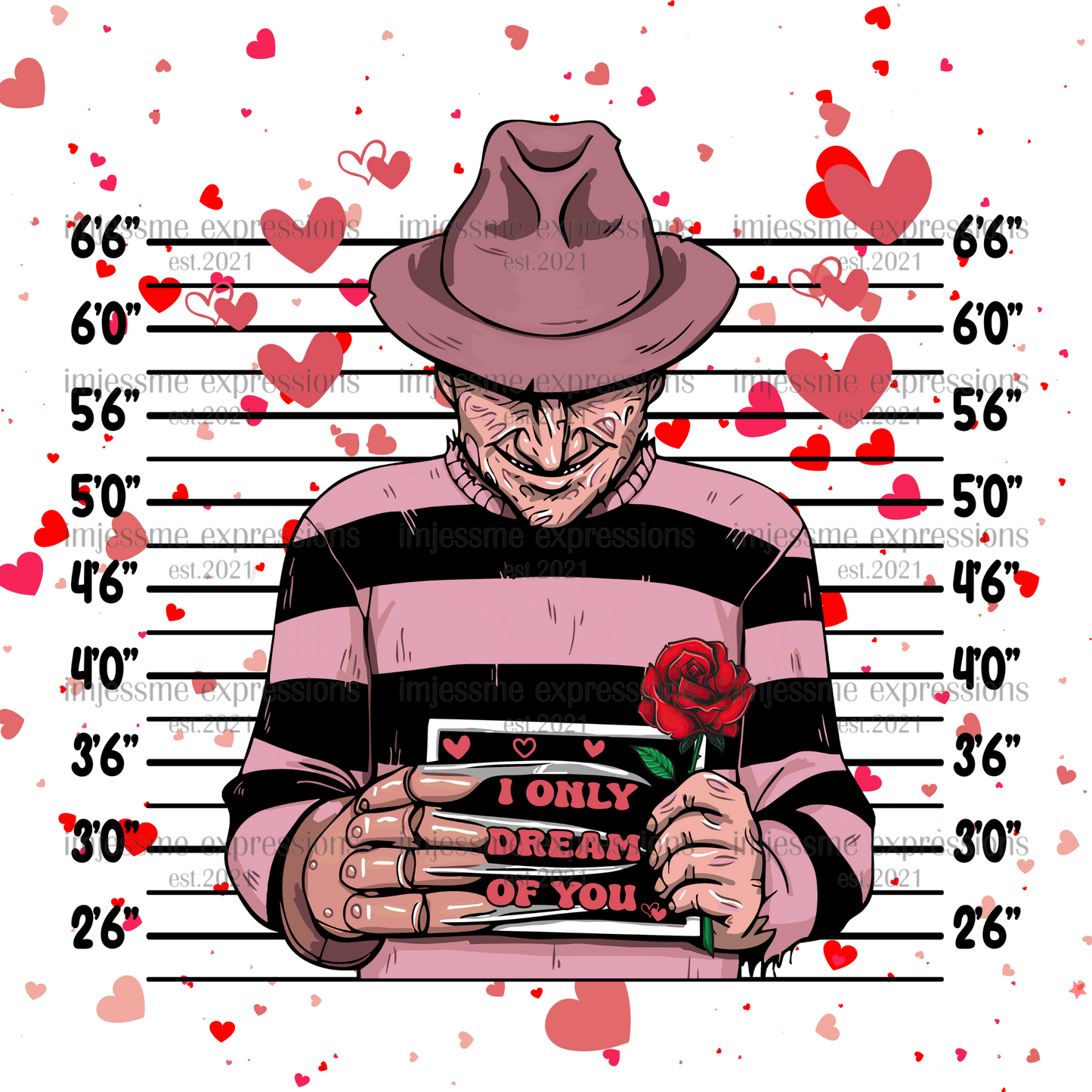 Freddy - Only Dream of You - Scary Valentine Sublimation Graphic Tee