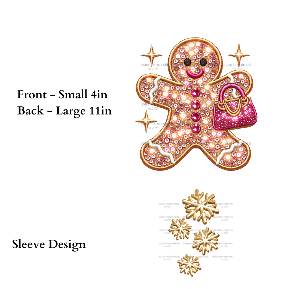 Pink Faux Sequins Gingerbread Girl Lightweight Hooded Christmas Graphic Jacket