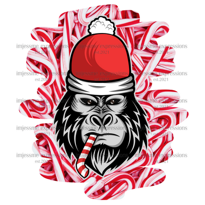 Gorilla Ville - Candy Cane Gorilla Graphic Tee