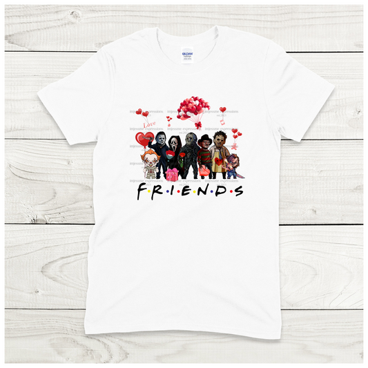 Scary F-R-I-E-N-D-S - Scary Valentine Sublimation Graphic Tee