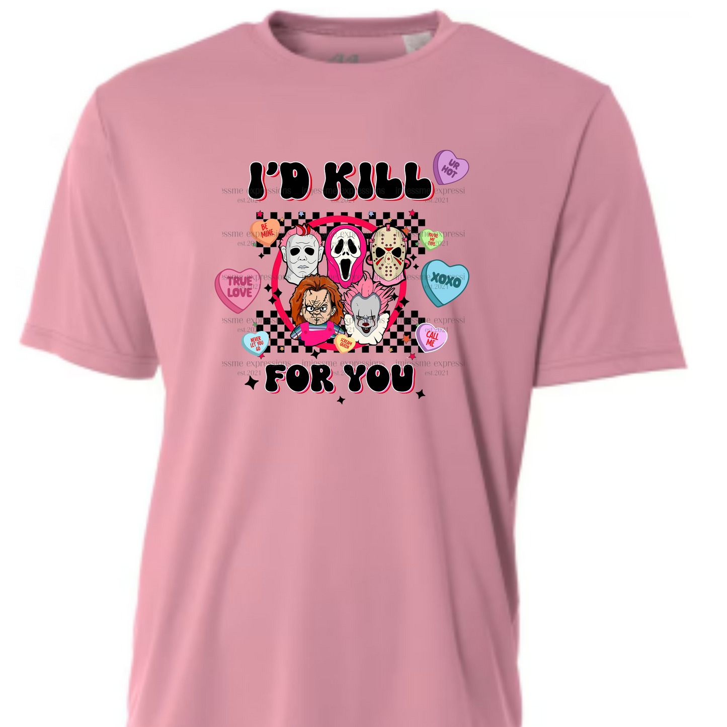 Group - I'd Kill for You - Scary Valentine Sublimation Graphic Tee