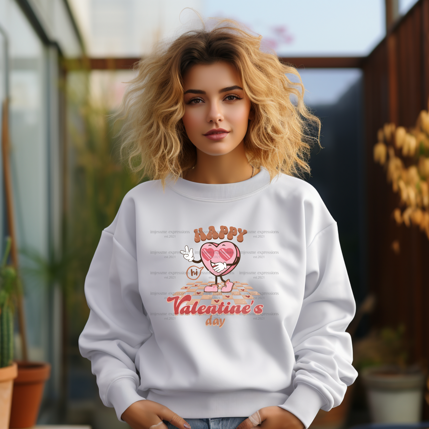 Retro-Happy Valentine's Day  - DTF Valentine's Day Graphic Sweater