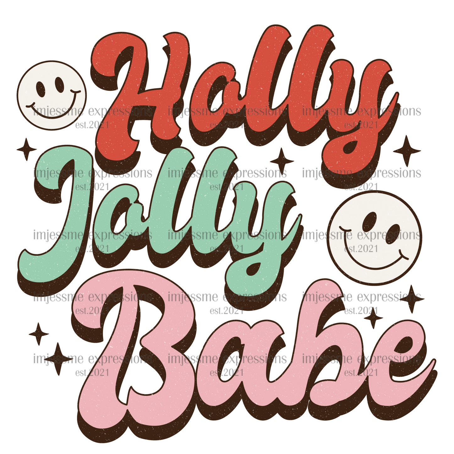 Retro-Holly Jolly Babe - Graphic Tee