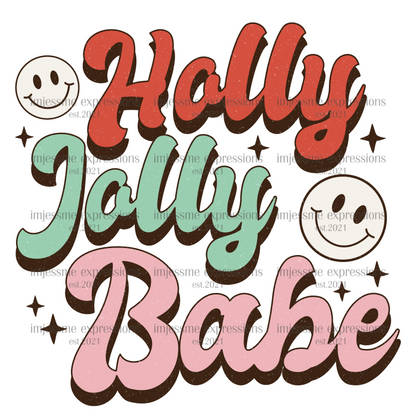 Retro-Holly Jolly Babe - Graphic Tee
