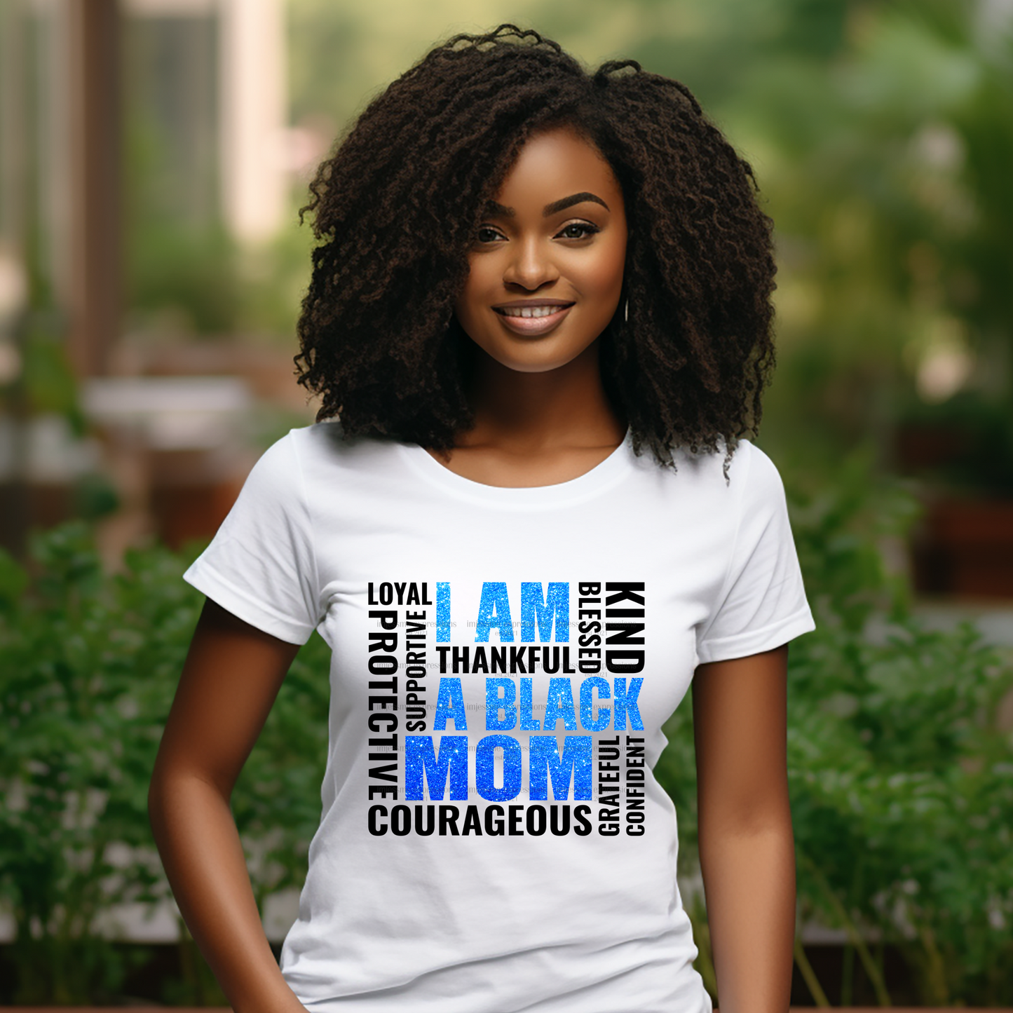 I am a Black Mom Blue  - Word Art Sublimation Graphic Tee