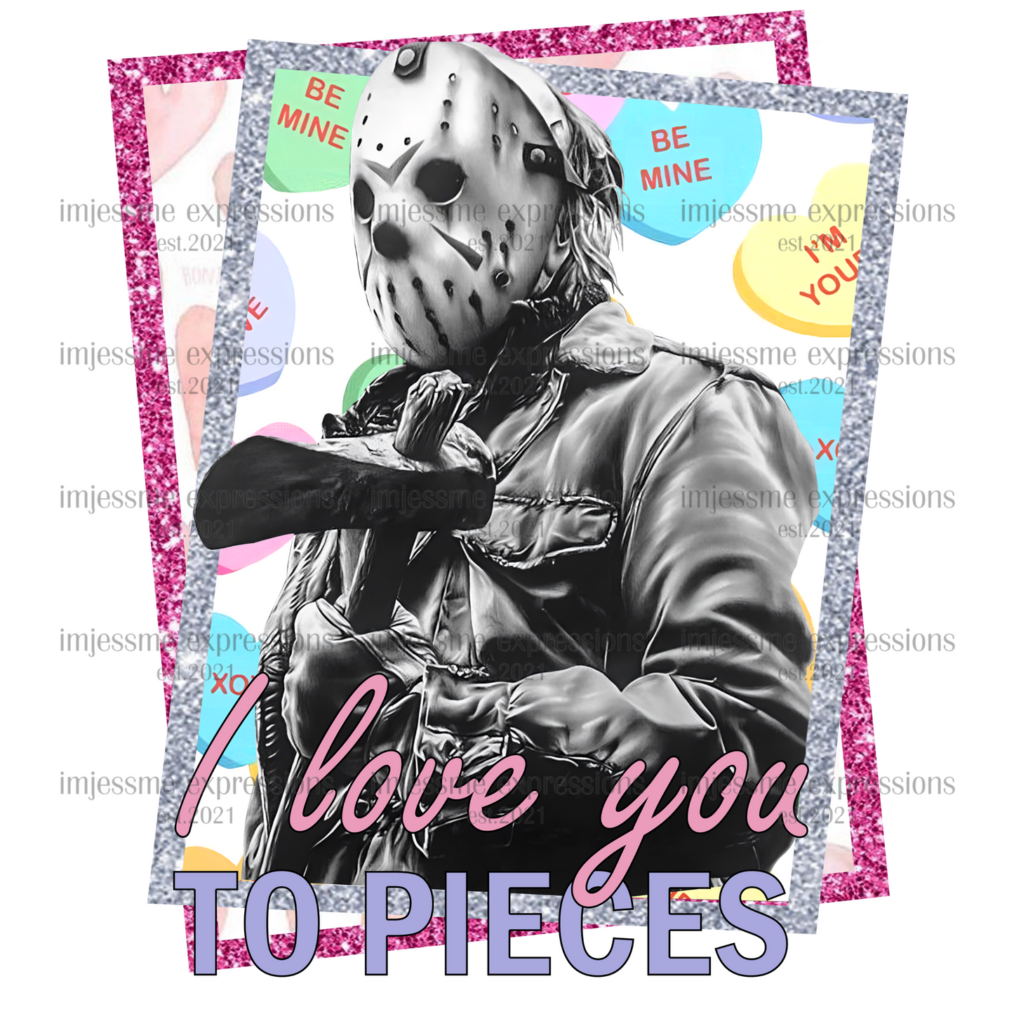 Jason - I Love You to Pieces - Scary Valentine Sublimation Graphic Tee