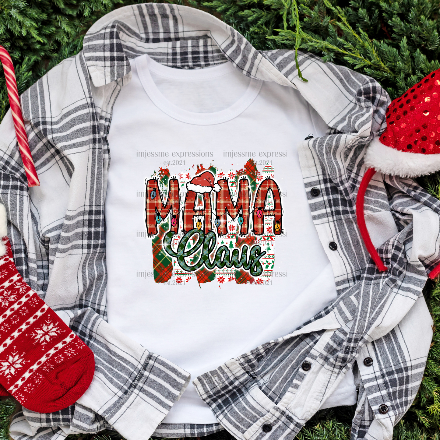 Mama 2 - "Claus" Matching Christmas Graphic Tee
