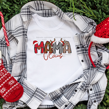 Mama - "Claus" Matching Christmas Graphic Tee