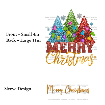 Pink Faux Sequins Merry Christmas Lightweight Hooded Christmas Graphic Jacket