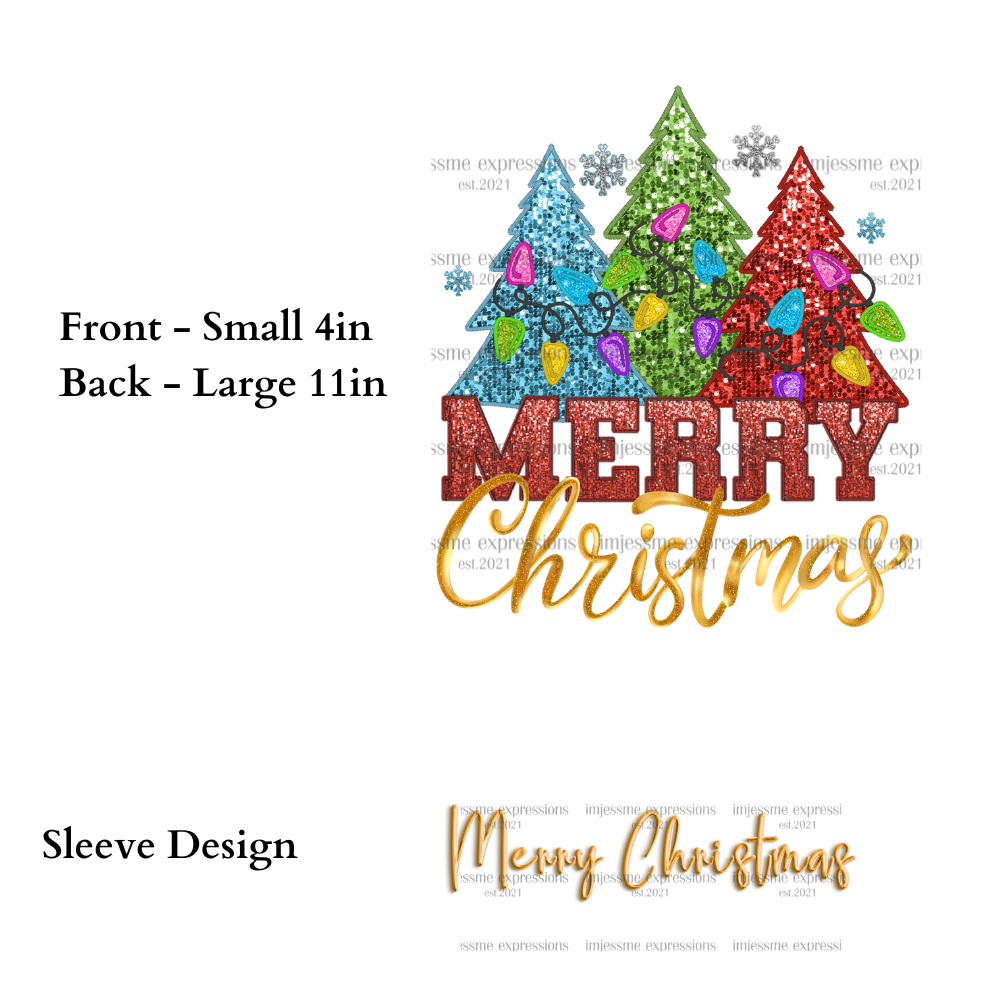 White Faux Sequins Merry Christmas Lightweight Hooded Christmas Graphic Jacket