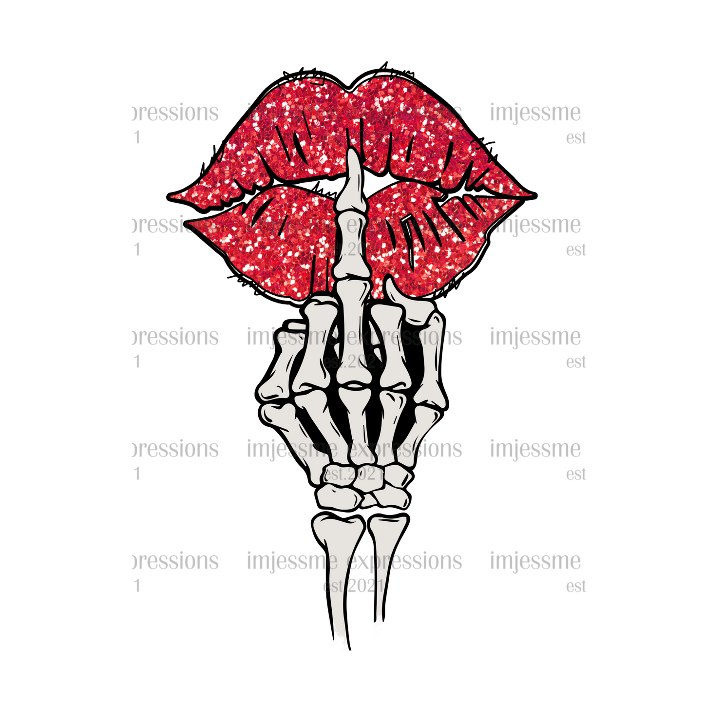 Skeleton Middle Finger Kiss - DTF Valentine's Day Graphic Sweater