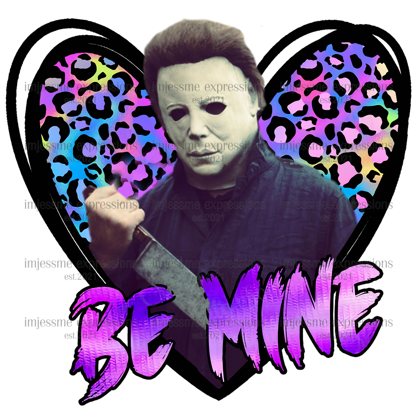 Mike - Be Mine Purple Leopard - Scary Valentine Sublimation Graphic Tee