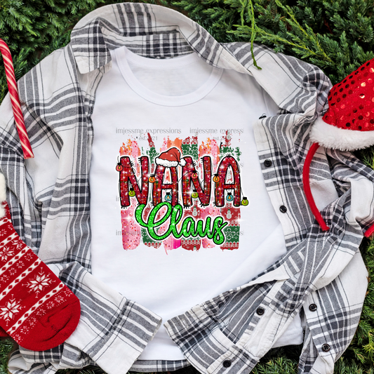 Nana - "Claus" Matching Christmas Graphic Tee