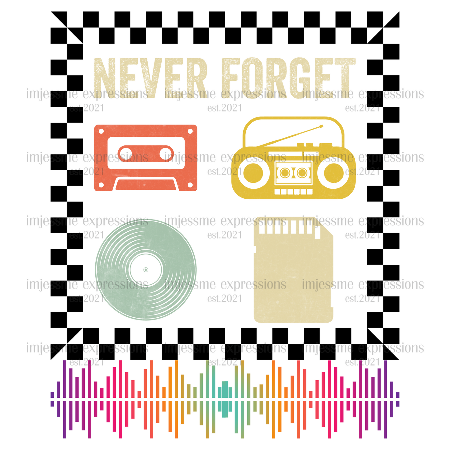 Never Forget - Vintage Music Sublimation Graphic Tee