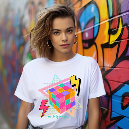 Rubik's Cube- Nostalgic 90's Sublimation Graphic Tee