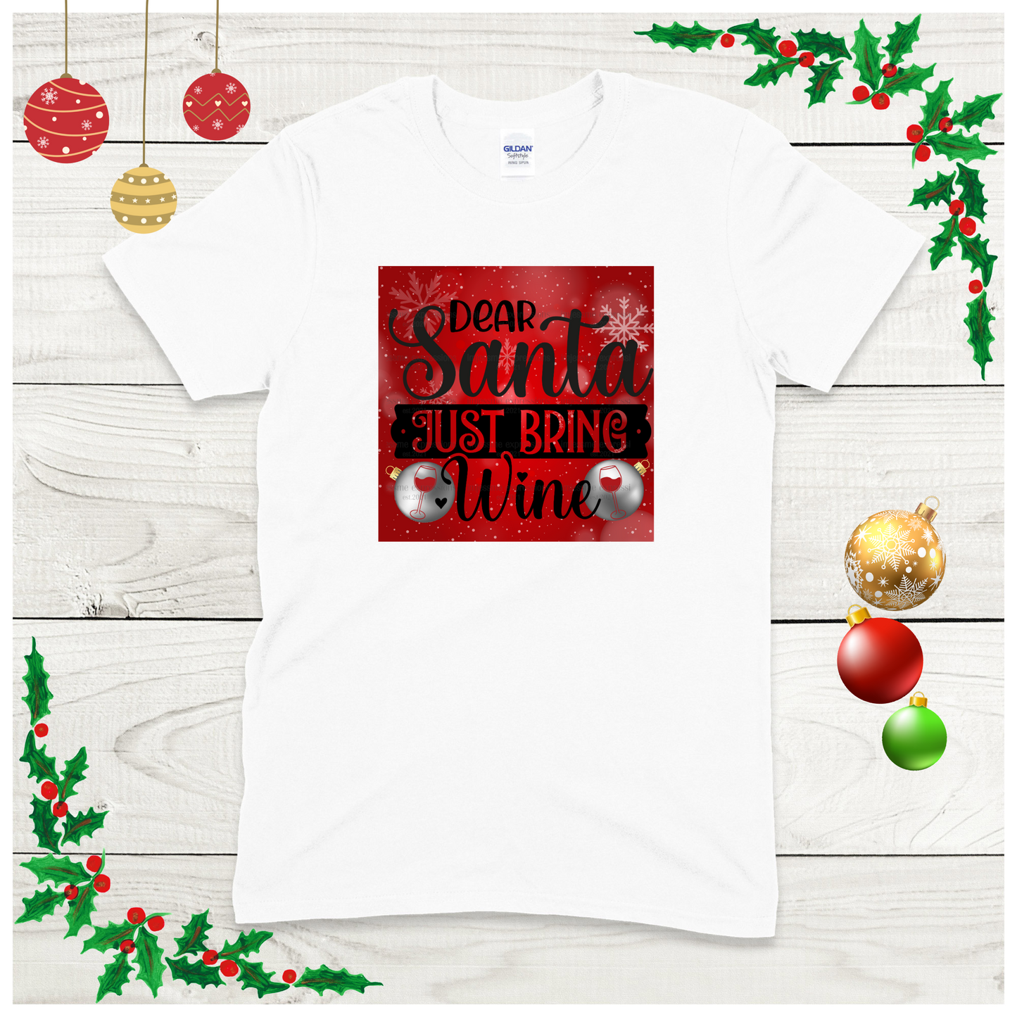 Dear Santa, Just Bring Wine - Graphic Tee
