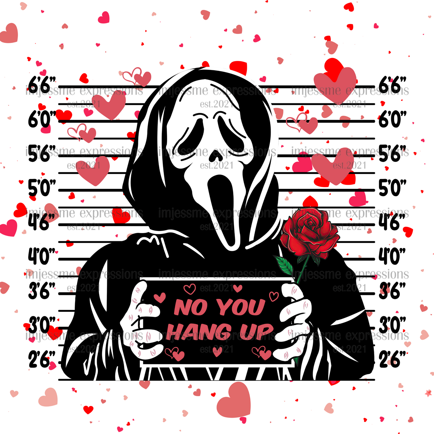 Scream - No, You Hang Up - Scary Valentine Sublimation Graphic Tee