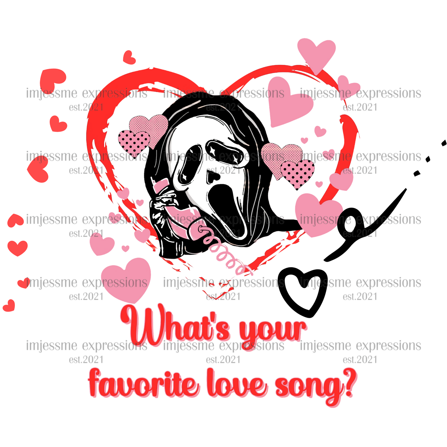 Scream - What's You Favorite Love Song - Scary Valentine Sublimation Graphic Tee