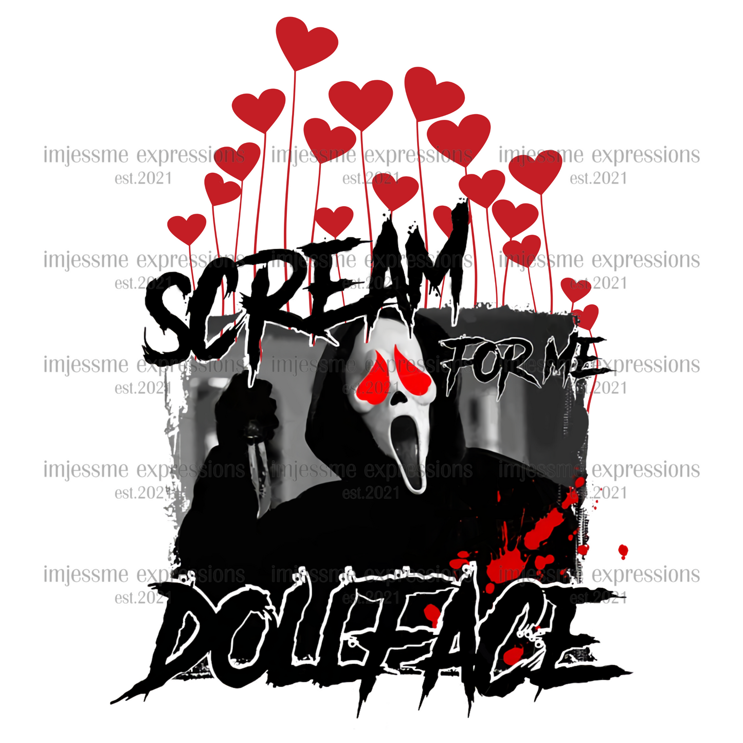 Scream For Me Dollface - Scary Valentine Sublimation Graphic Tee