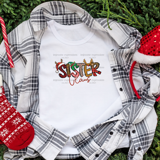 Sister 2- "Claus" Matching Christmas Graphic Tee