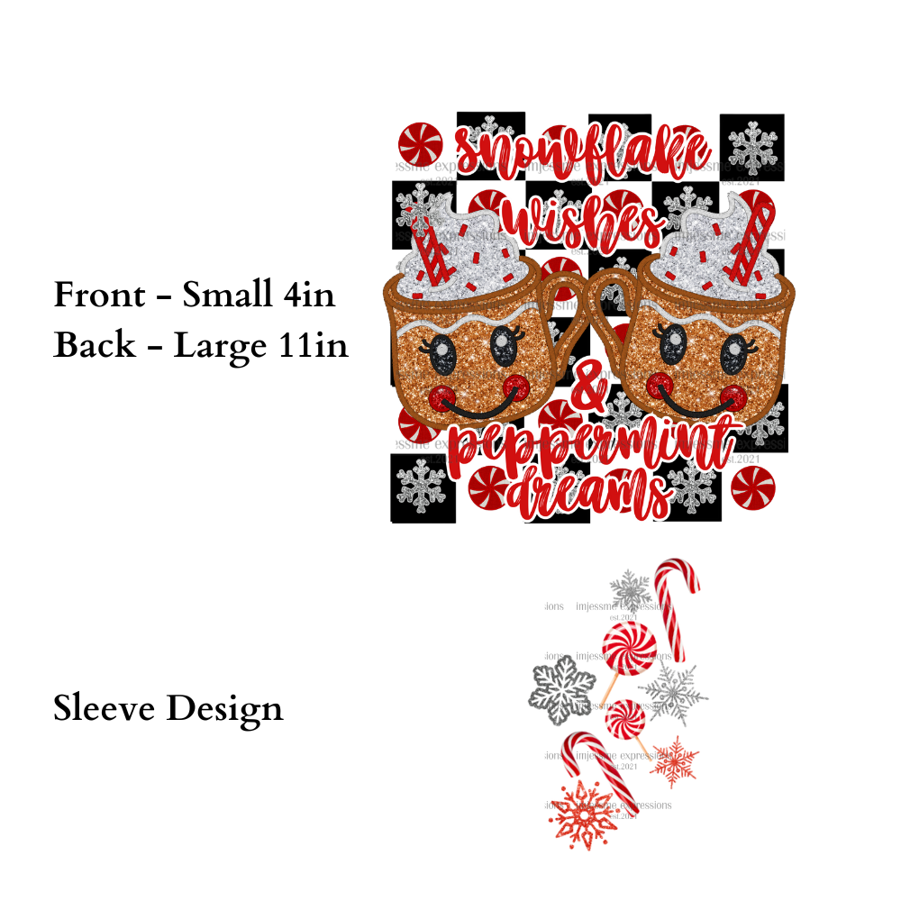 White Faux Sequins Snowflakes & Peppermint Lightweight Hooded Christmas Graphic Jacket