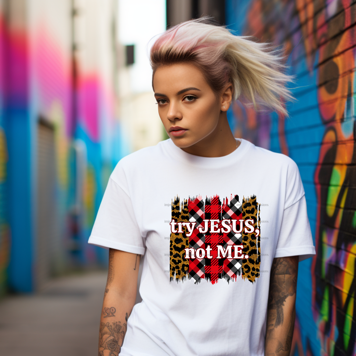 Try Jesus Not Me - Sublimation Graphic Tee