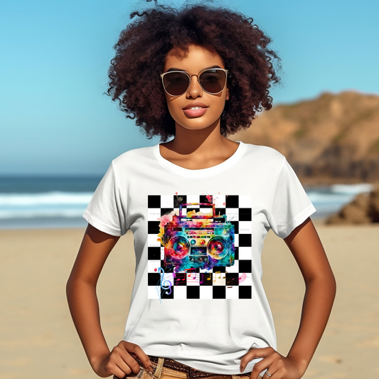 Watercolor Boom Box 2 - Vintage Music Sublimation Graphic Tee