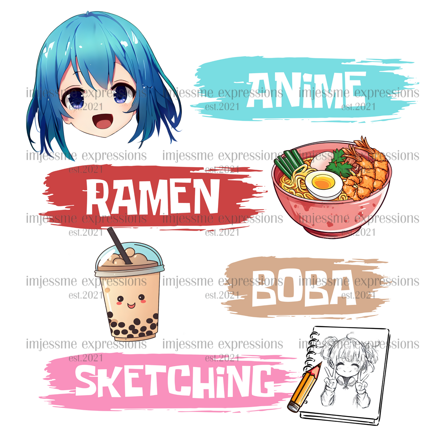 Anime Ramen Boba Sketching - Sublimation Graphic Tee