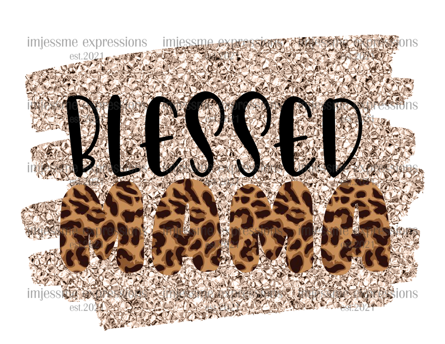 BLESSED MAMA-LEOPARD - GRAPHIC TEE