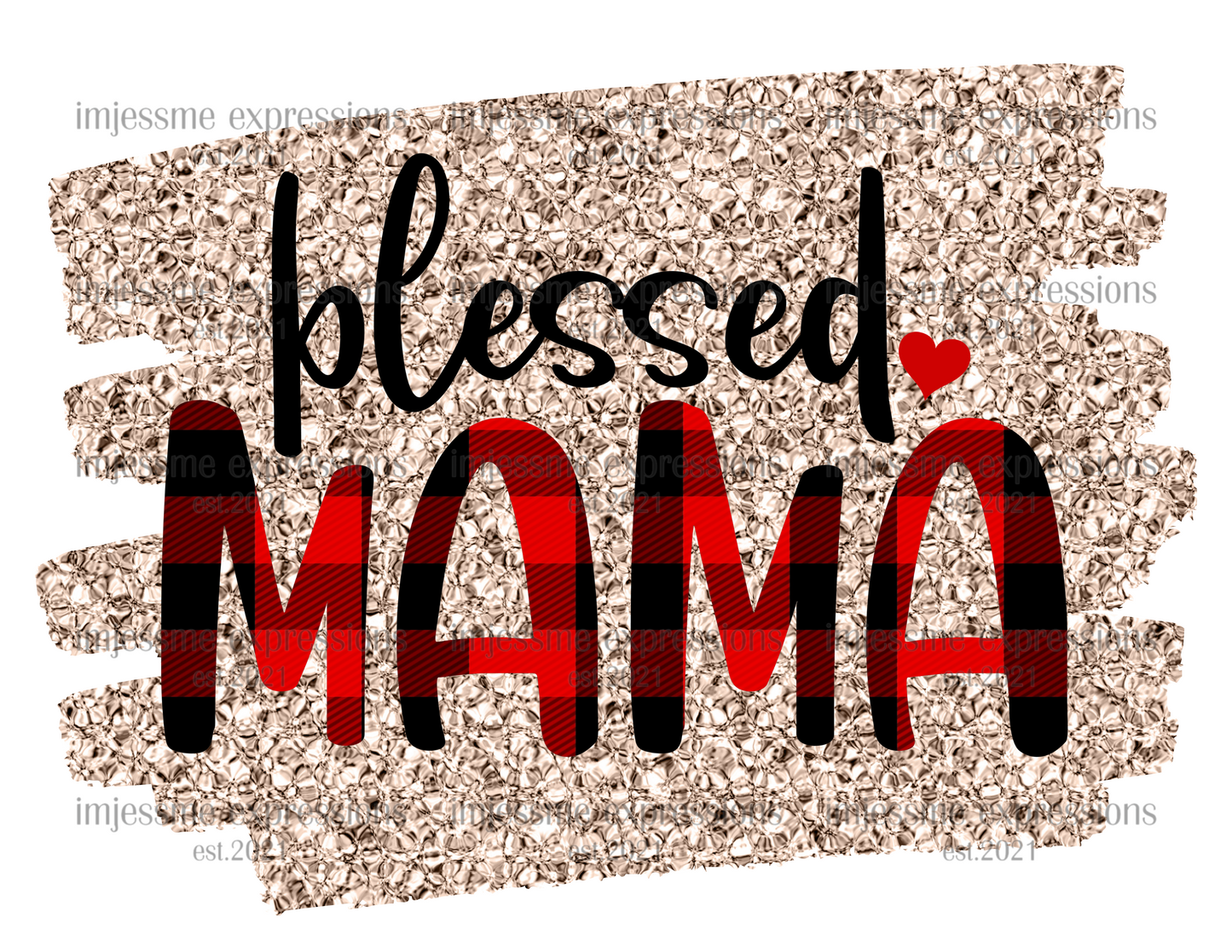 BLESSED MAMA-PLAID PRINT - GRAPHIC TEE