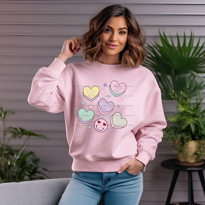 Retro-Candy Hearts - DTF Valentine's Day Graphic Sweater