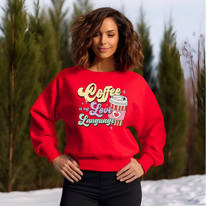 Retro-Coffee is my Love Language - DTF Valentine's Day Graphic Sweater