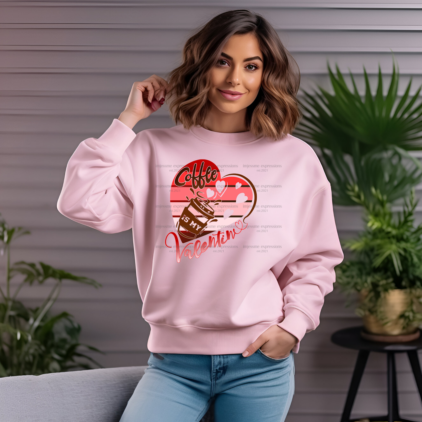 Coffee is my Valentine - DTF Valentine's Day Graphic Sweater