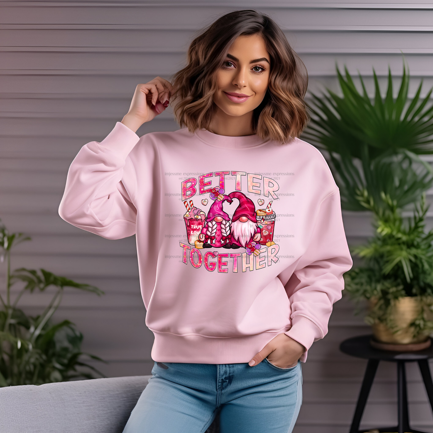 Better Together Gnomes - DTF Valentine's Day Graphic Sweater