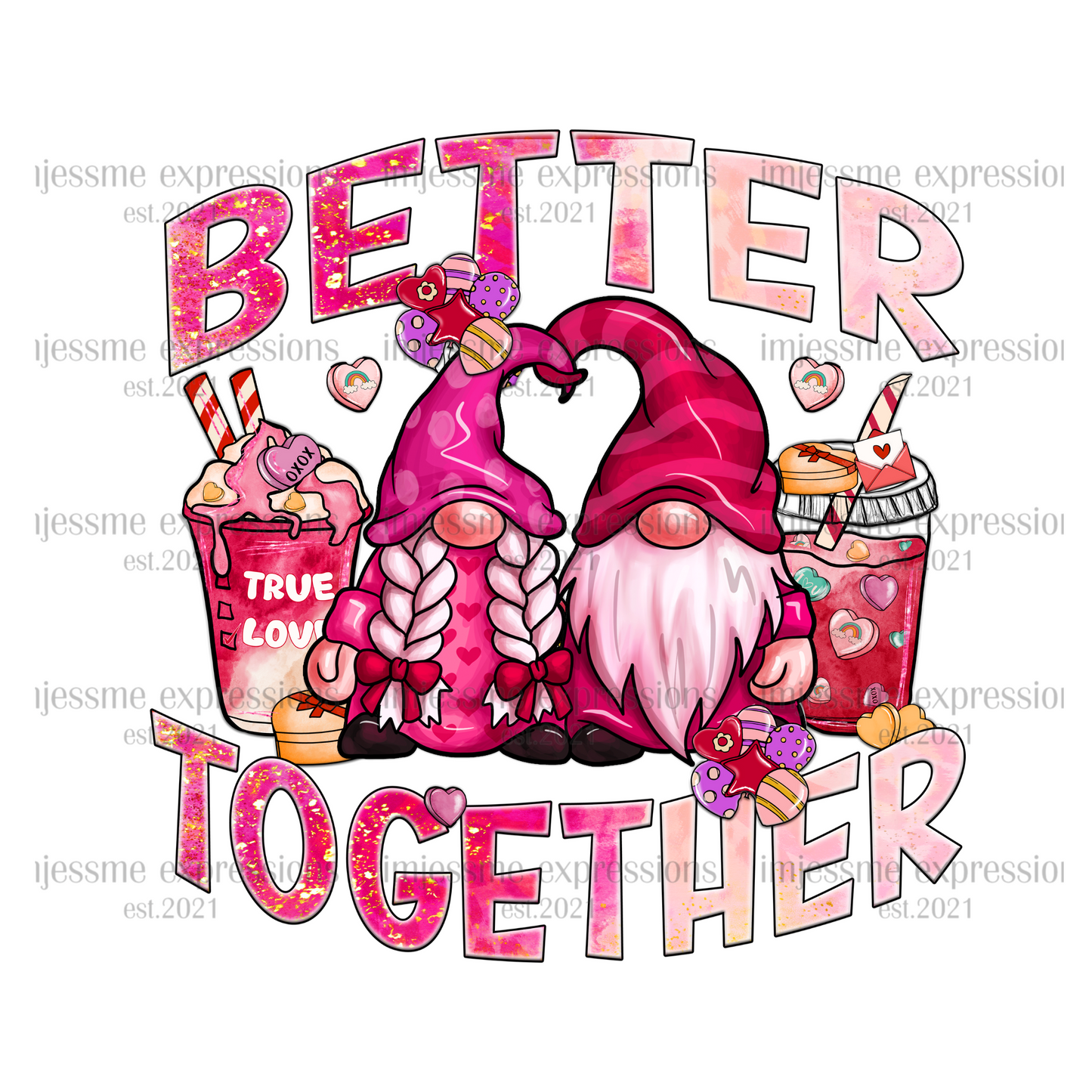 Better Together Gnomes - DTF Valentine's Day Graphic Sweater